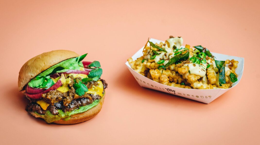 Lankan Shack, cheeseburger and crinkle-cut fries